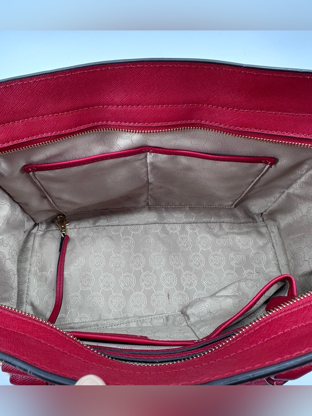 Michael Kors Red Selma Large Saffiano Leather Satchel with Gold Hardware - Picture 9 of 16